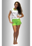 ПИЖАМА НЕЖКА Комплект футболка с шортами "Барашки с зеленым на белом"