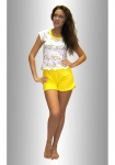 ПИЖАМА НЕЖКА Комплект футболка с шортами "Барашки с желтым на белом"