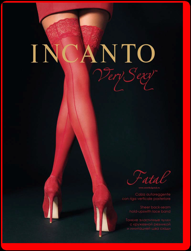 чулки incanto Fatal с имитацией шва сзади в красном цвете и лимитированной упаковке